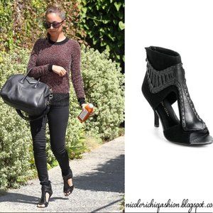 House of Harlow 1960 Black Mikola Leather Sandals 38, US8
